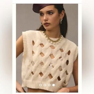 Pilcro Ivory Knit layering Sweater Vest | fall outfit | Anthropologie